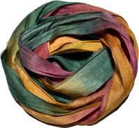 Image 3 of Ready To Ship! 10YD. FALL LEAVES HAND DYED SARI SILK RIBBON BY COLOR BURST SILK