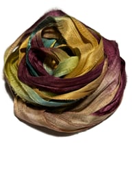 Image 3 of 10YD. FOREST UTOPIA HAND DYED SARI SILK RIBBON BY COLOR BURST SILK