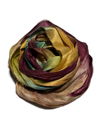 Image 1 of 10YD. FOREST UTOPIA HAND DYED SARI SILK RIBBON BY COLOR BURST SILK
