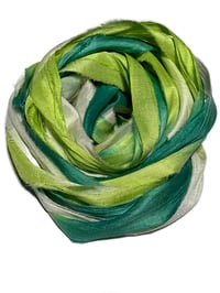 Image 2 of Ready To Ship! 10YD. SHAMROCK  HAND DYED SARI SILK RIBBON BY COLOR BURST SILK