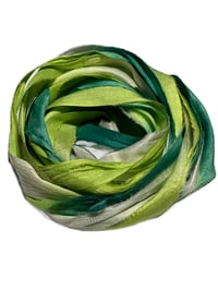 Image 3 of Ready To Ship! 10YD. SHAMROCK  HAND DYED SARI SILK RIBBON BY COLOR BURST SILK