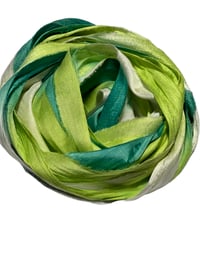 Image 4 of Ready To Ship! 10YD. SHAMROCK  HAND DYED SARI SILK RIBBON BY COLOR BURST SILK