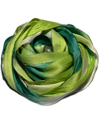 Image 1 of Ready To Ship! 10YD. SHAMROCK  HAND DYED SARI SILK RIBBON BY COLOR BURST SILK