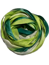 Image 5 of Ready To Ship! 10YD. SHAMROCK  HAND DYED SARI SILK RIBBON BY COLOR BURST SILK