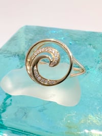 Image 2 of 14k solid gold diamond circle wave ring