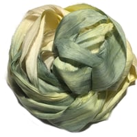 Image 1 of Ready To Ship! 10YD. LEMON TREE HAND DYED SARI SILK RIBBON BY COLOR BURST SILK