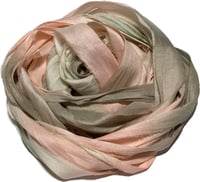 Image 3 of Ready To Ship! 10YD. PEACH TREE HAND DYED SARI SILK RIBBON BY COLOR BURST SILK