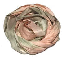 Image 1 of Ready To Ship! 10YD. PEACH TREE HAND DYED SARI SILK RIBBON BY COLOR BURST SILK