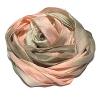 Image 2 of Ready To Ship! 10YD. PEACH TREE HAND DYED SARI SILK RIBBON BY COLOR BURST SILK