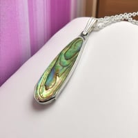 Image 2 of Sterling Silver Necklace with Green Paua Shell Pendant