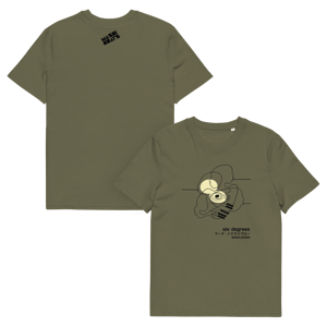 Image of Six Degrees 25 Year Anniversary Tee (unisex organic cotton) white/khaki