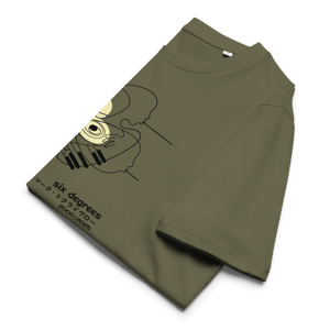 Image of Six Degrees 25 Year Anniversary Tee (unisex organic cotton) white/khaki