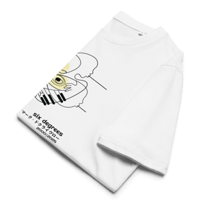 Image of Six Degrees 25 Year Anniversary Tee (unisex organic cotton) white/khaki