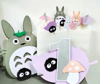 Image 1 of Studio Ghibli Lover Tororo Girls First Birthday Party Decor. Forest Spirit Totoro Cupcake Toppers