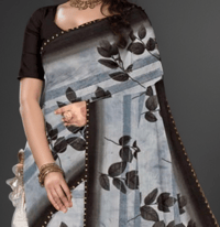 Image 3 of Bollywood Inspired Satin Silk Saree With Blouse Wedding Saree, Party Wear Saree, Saree for women, L