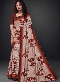 Image 1 of Bollywood Inspired Satin Silk Saree With Blouse Wedding Saree Party Wear Saree, Saree for women, L