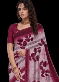 Image 2 of Bollywood Inspired Satin Silk Saree With Blouse, Wedding Saree, Party Wear Saree.  Saree for women
