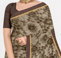 Image 3 of Soft Linen Cotton Saree Customized Ready To Wear Saree Blouse Customized Blouse Design Party Wear