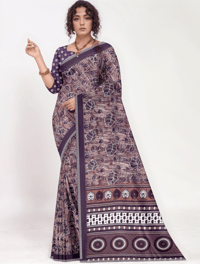 Image 1 of Soft Linen Cotton Saree, Customized Ready To Wear Saree Blouse, Customized Blouse Design Party Wear