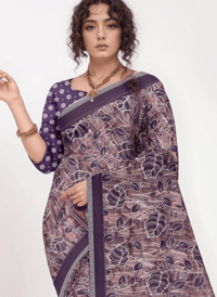 Image 2 of Soft Linen Cotton Saree, Customized Ready To Wear Saree Blouse, Customized Blouse Design Party Wear