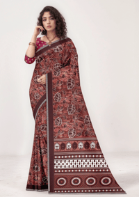 Image 1 of Soft Linen Cotton Saree Customized Ready To Wear Saree Blouse, Customized Blouse Design Party Wear