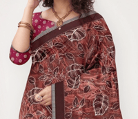 Image 3 of Soft Linen Cotton Saree Customized Ready To Wear Saree Blouse, Customized Blouse Design Party Wear