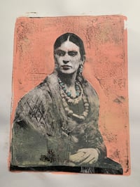Frida in Pink art fundraiser for Palestine  mixed media on paper #22