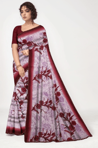 Image 1 of Beautiful Saree Designer Hand Work Saree. Party Wear Saree Indian Wedding Saree Customized Blouse 