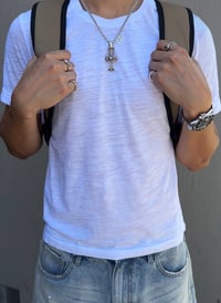 Image 4 of 'Ghost' White Slub T-Shirt 
