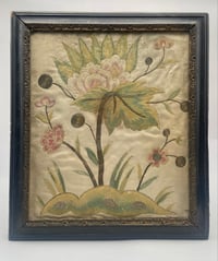 Image 1 of Early English Silk Embroidered Floral Picture, c.1700.