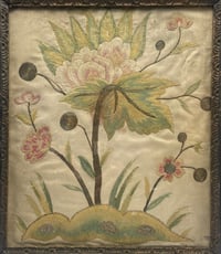 Image 2 of Early English Silk Embroidered Floral Picture, c.1700.