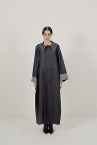 Image 4 of Long boat neck denim coat 