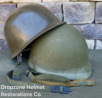 Image 12 of Vietnam M-1C Helmet & Paratrooper liner Mitchell Camo Cover Cavalry. 1969 Sweatband.