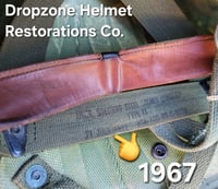 Image 20 of Vietnam M-1C Helmet & Paratrooper liner Mitchell Camo Cover Cavalry. 1969 Sweatband.