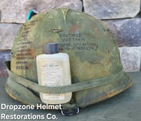 Image 4 of Vietnam M-1C Helmet & Paratrooper liner Mitchell Camo Cover Cavalry. 1969 Sweatband.