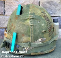 Image 6 of Vietnam M-1C Helmet & Paratrooper liner Mitchell Camo Cover Cavalry. 1969 Sweatband.