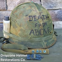 Image 7 of Vietnam M-1C Helmet & Paratrooper liner Mitchell Camo Cover Cavalry. 1969 Sweatband.