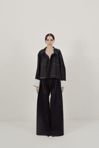 Image 3 of Big Pleat Trousers in Denim Mid-rise