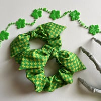 Green Checkered Scrunchie
