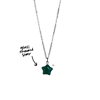 glass emerald star silver thin chain necklace