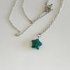 glass emerald star silver thin chain necklace