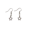 silver star fish hook earrings