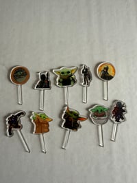 Image 2 of Baby Yoda Acrylic Food Picks 
