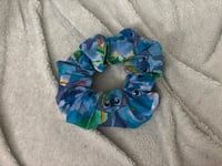 Image 1 of Blue Alien Scrunchie