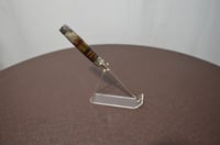 Image 1 of Letter Opener Knife, Turkey Feather Envelope Slicer with Outdoor Scene Cast in Clear Resin   0249