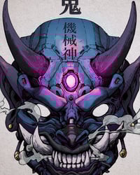 Image 2 of "Neo Oni" Blue/Pink Variant - Fine Art Print