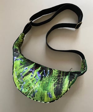 Image of Ferns + bluebells, large velvet crossbody sling bag