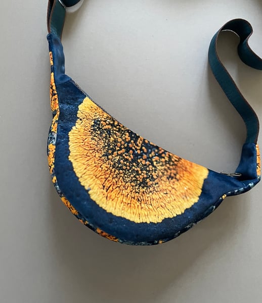 Image of Yellow lichen, mini canvas crossbody sling bag **slight SECOND**