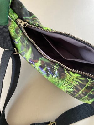 Image of Ferns + bluebells, large velvet crossbody sling bag