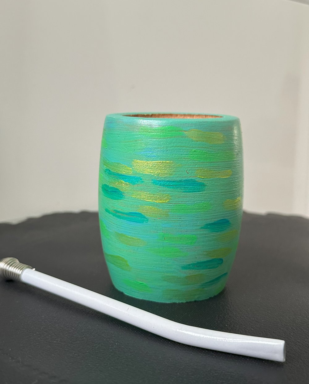 Image of Mate argentino pintado (verdes)